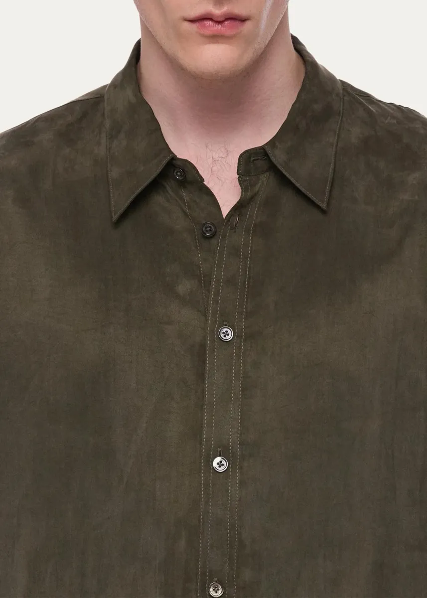 Helmut Lang Men's Fluid Lyocell and Viscose Button-Down Shirt | Thumbnail 5