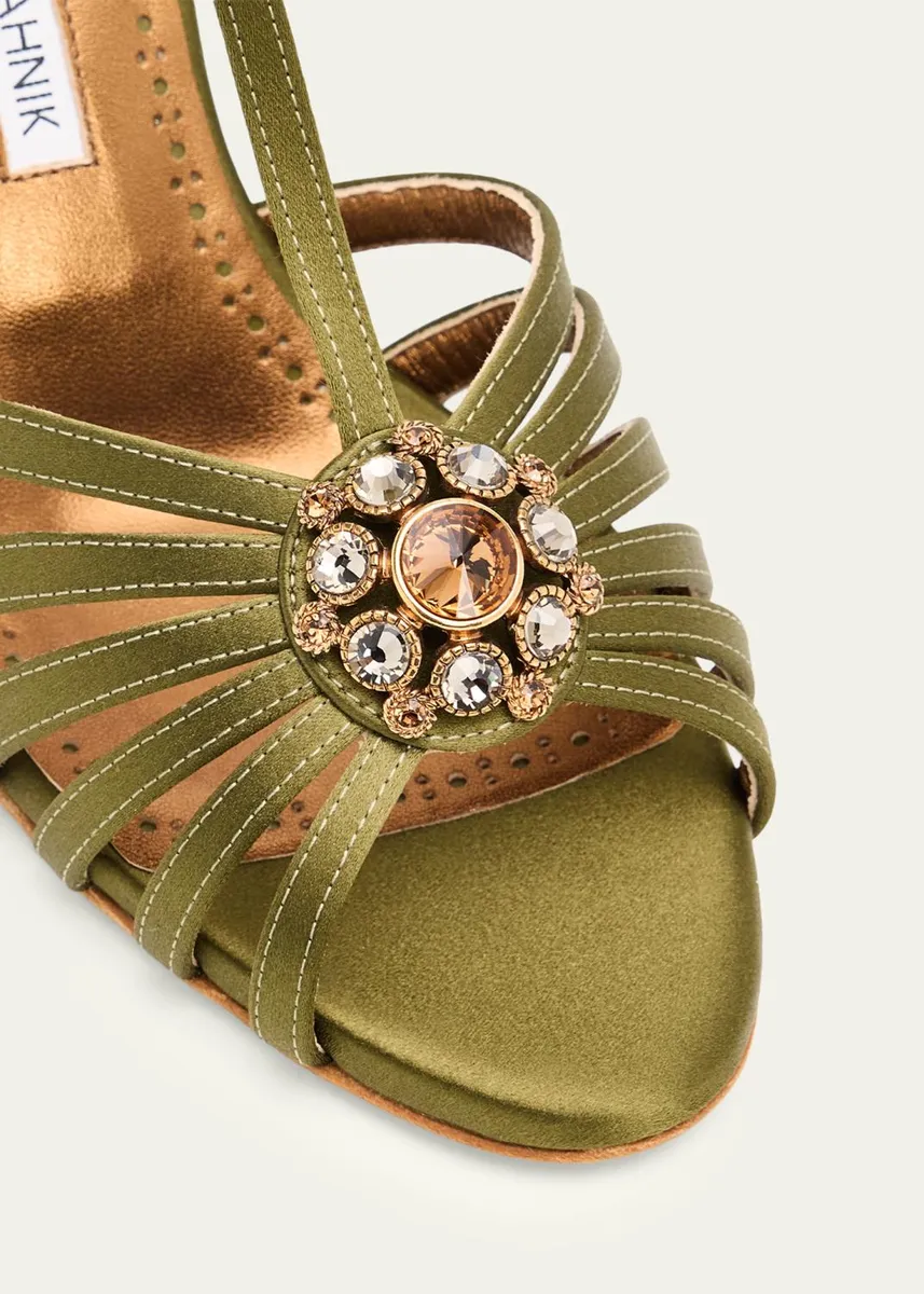 Manolo Blahnik 90mm Fulcon Embellished Satin Caged Sandals | Thumbnail 3 Manolo Blahnik 90mm Fulcon Embellished Satin Caged Sandals | Thumbnail 3