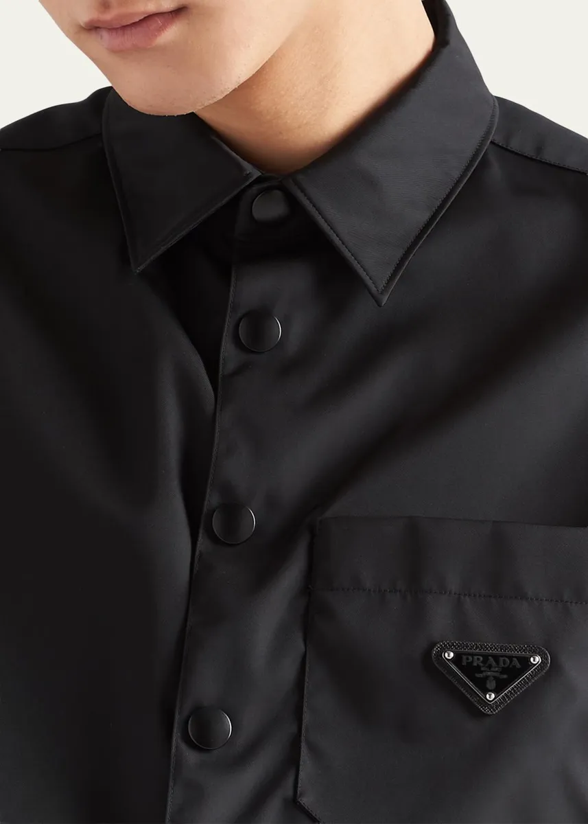 Prada Men's Re-Nylon Button-Front Shirt | Thumbnail 4
