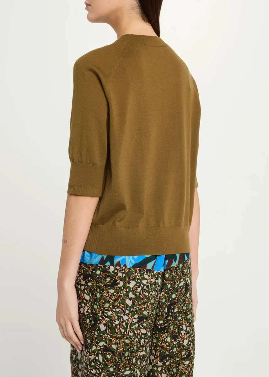 Dries Van Noten Tuan Merino Wool Short-Sleeve Crewneck Sweater | Thumbnail 3 Dries Van Noten Tuan Merino Wool Short-Sleeve Crewneck Sweater | Thumbnail 3