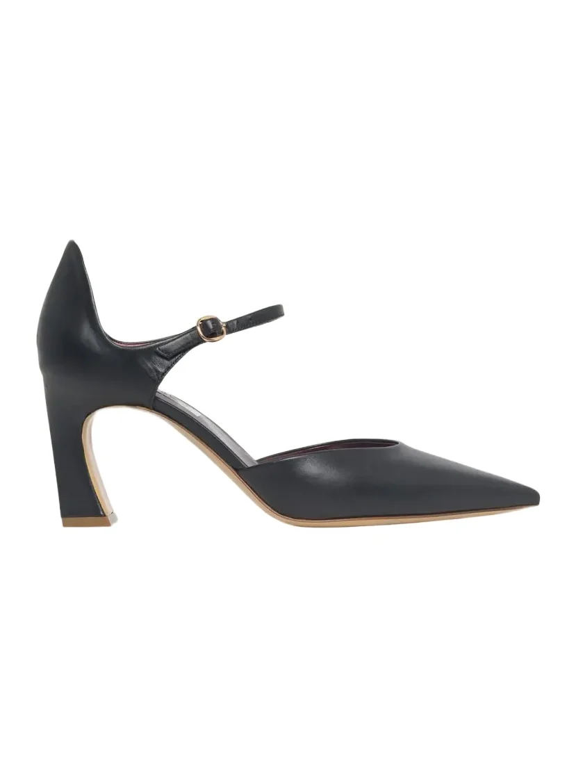 Gabriela Hearst 75mm Devil Leather Ankle-Strap Pumps