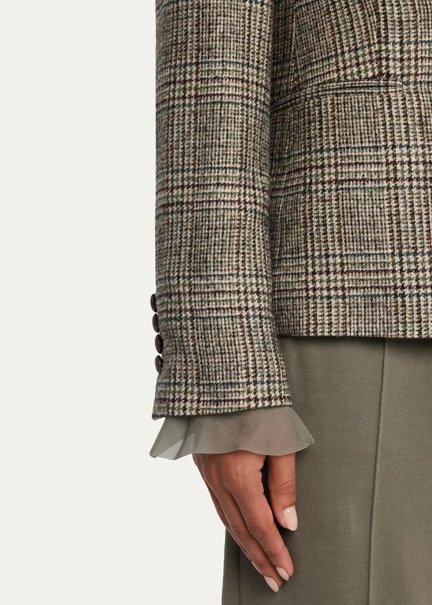 Brunello Cucinelli Double-Breasted Prince Of Wales Tailored Jacket | Thumbnail 5
