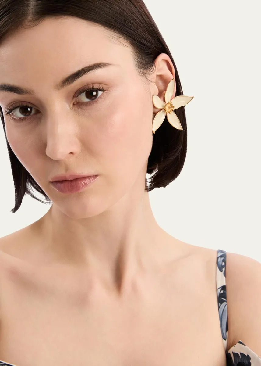 Oscar de la Renta Large Orange Blossom Clip-On Earrings | Thumbnail 2 Oscar de la Renta Large Orange Blossom Clip-On Earrings | Thumbnail 2