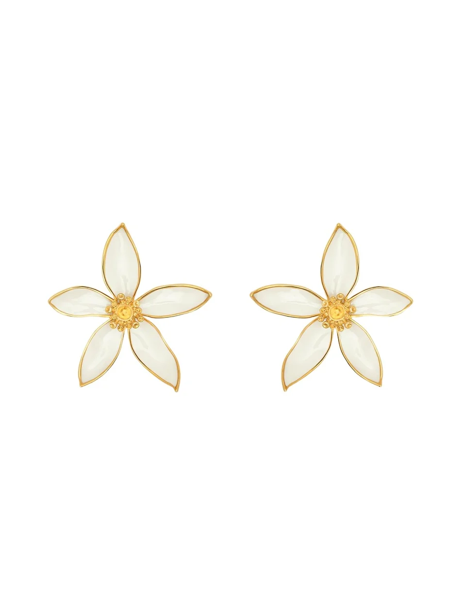 Oscar de la Renta Large Orange Blossom Clip-On Earrings