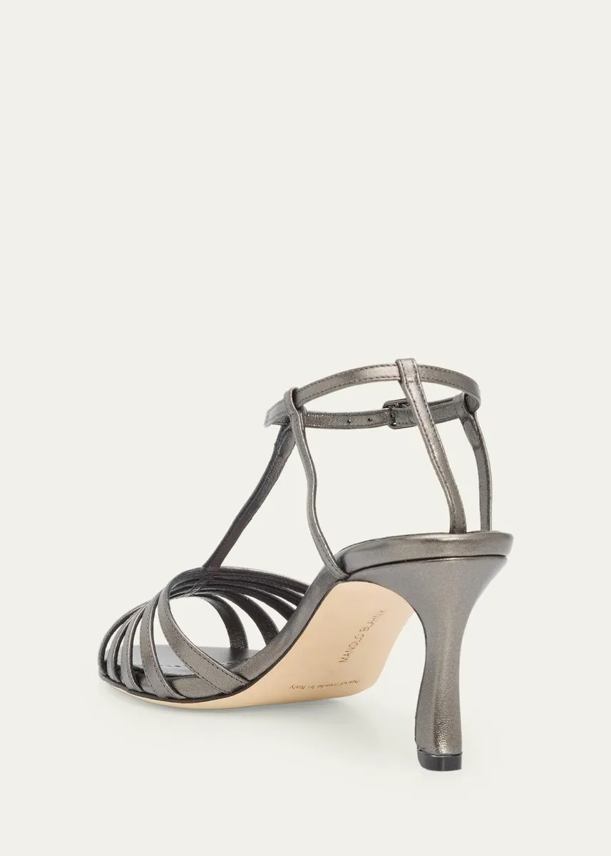 Manolo Blahnik 90mm Fulconpla Metallic Leather Caged Sandals | Thumbnail 2