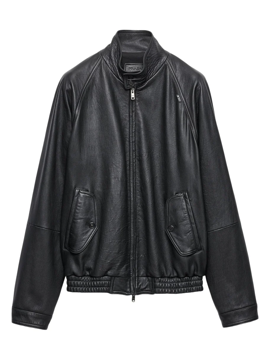 Prada Men's Stand Collar Napa Leather Jacket