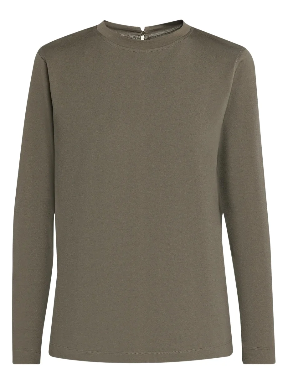 Long-Sleeve Monili Crewneck Cotton T-Shirt