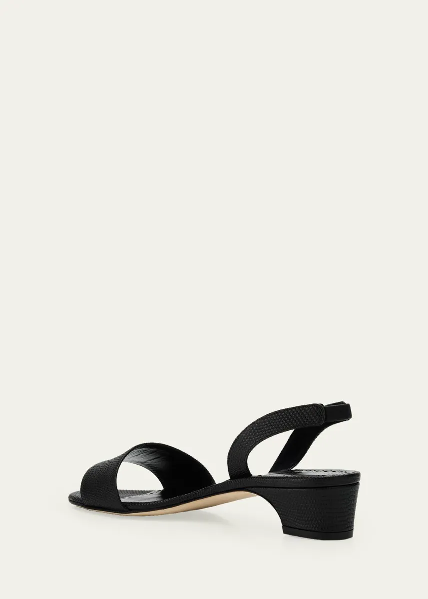 Manolo Blahnik 30mm Patobarnu Embossed Leather Sandals | Thumbnail 2