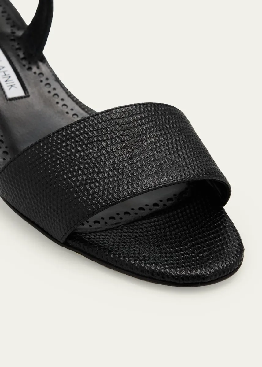 Manolo Blahnik 30mm Patobarnu Embossed Leather Sandals | Thumbnail 3