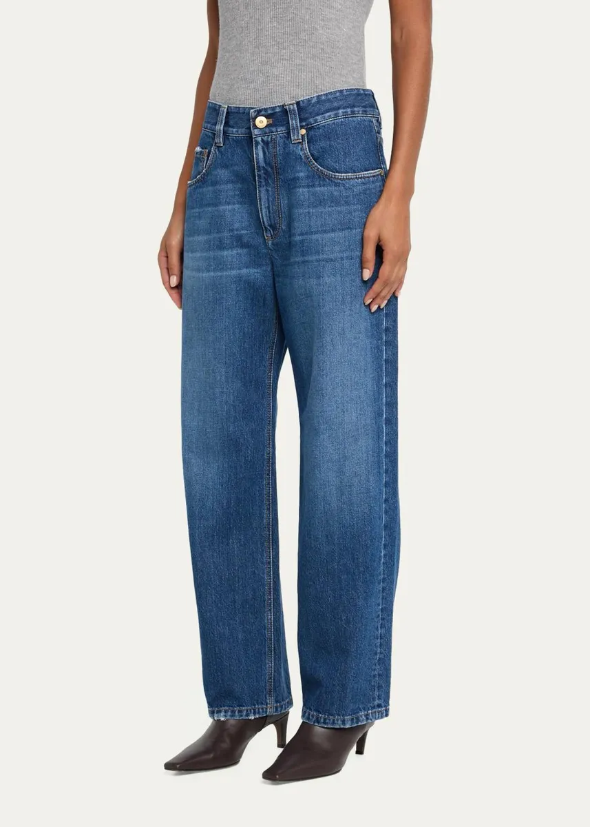 Brunello Cucinelli Mid-Rise Monili Trim Wide-Leg Jeans | Thumbnail 4 Brunello Cucinelli Mid-Rise Monili Trim Wide-Leg Jeans | Thumbnail 4