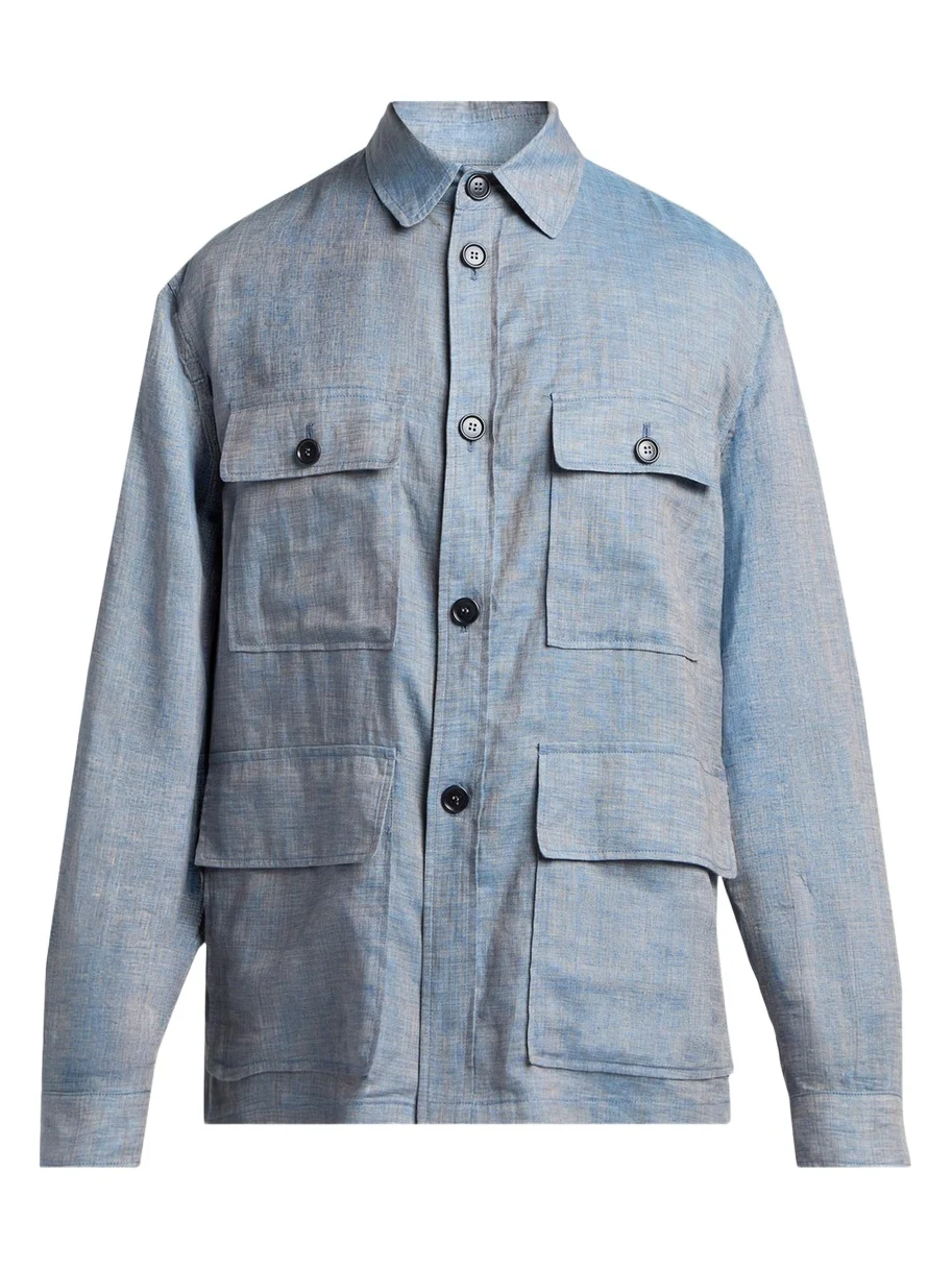 Giorgio Armani Men's Linen Flap-Pocket Field Jacket