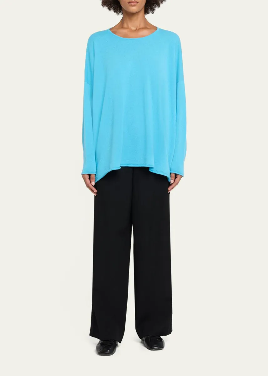 Eskandar Cashmere A-Line Bateau Neck Sweater - Long | Thumbnail 2