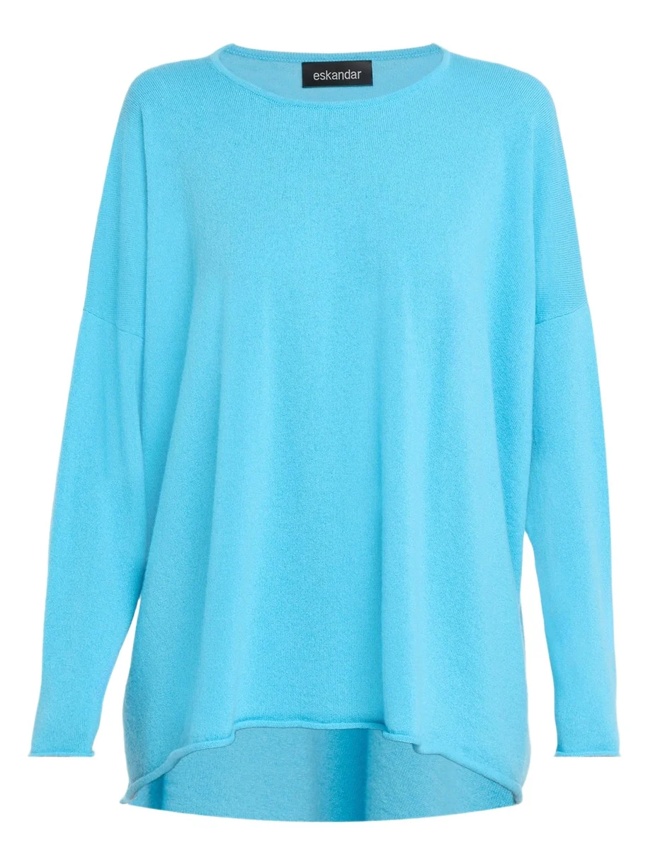 Cashmere A-Line Bateau Neck Sweater - Long