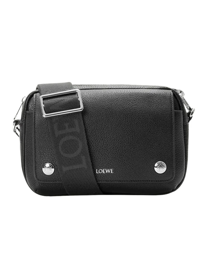 Loewe Men's Small Pebble Messenger Bag in Grained Calfskin