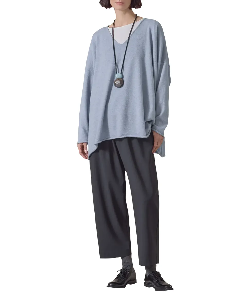 Eskandar A-Line V-Neck Sweater - Long Length | Thumbnail 2 Eskandar A-Line V-Neck Sweater - Long Length | Thumbnail 2
