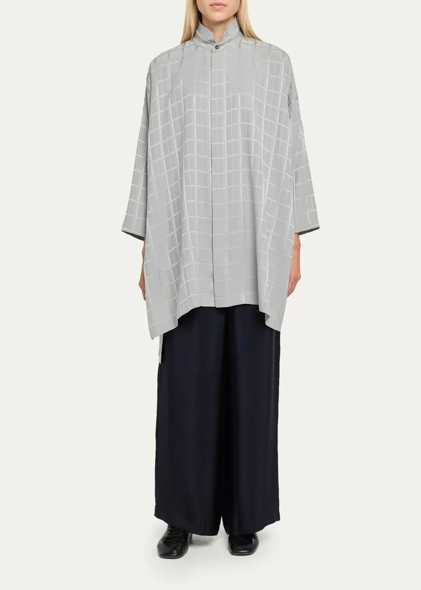 Eskandar Wide Longer Back Double Stand Collar Shirt - Very Long With Slits | Thumbnail 2 Eskandar Wide Longer Back Double Stand Collar Shirt - Very Long With Slits | Thumbnail 2