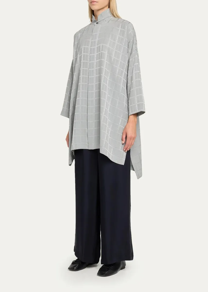 Eskandar Wide Longer Back Double Stand Collar Shirt - Very Long With Slits | Thumbnail 4 Eskandar Wide Longer Back Double Stand Collar Shirt - Very Long With Slits | Thumbnail 4