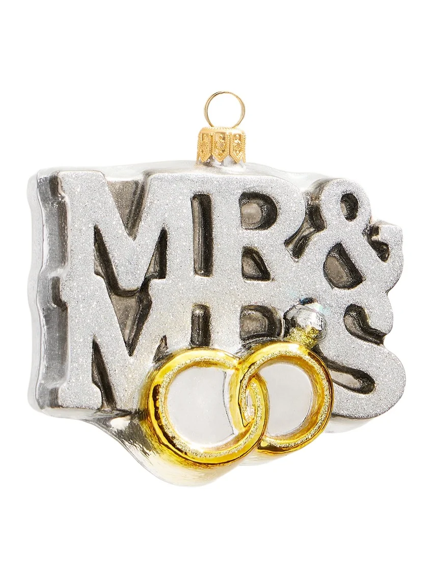 Glass Mr. & Mrs. Wedding Ornament Glass Mr. & Mrs. Wedding Ornament