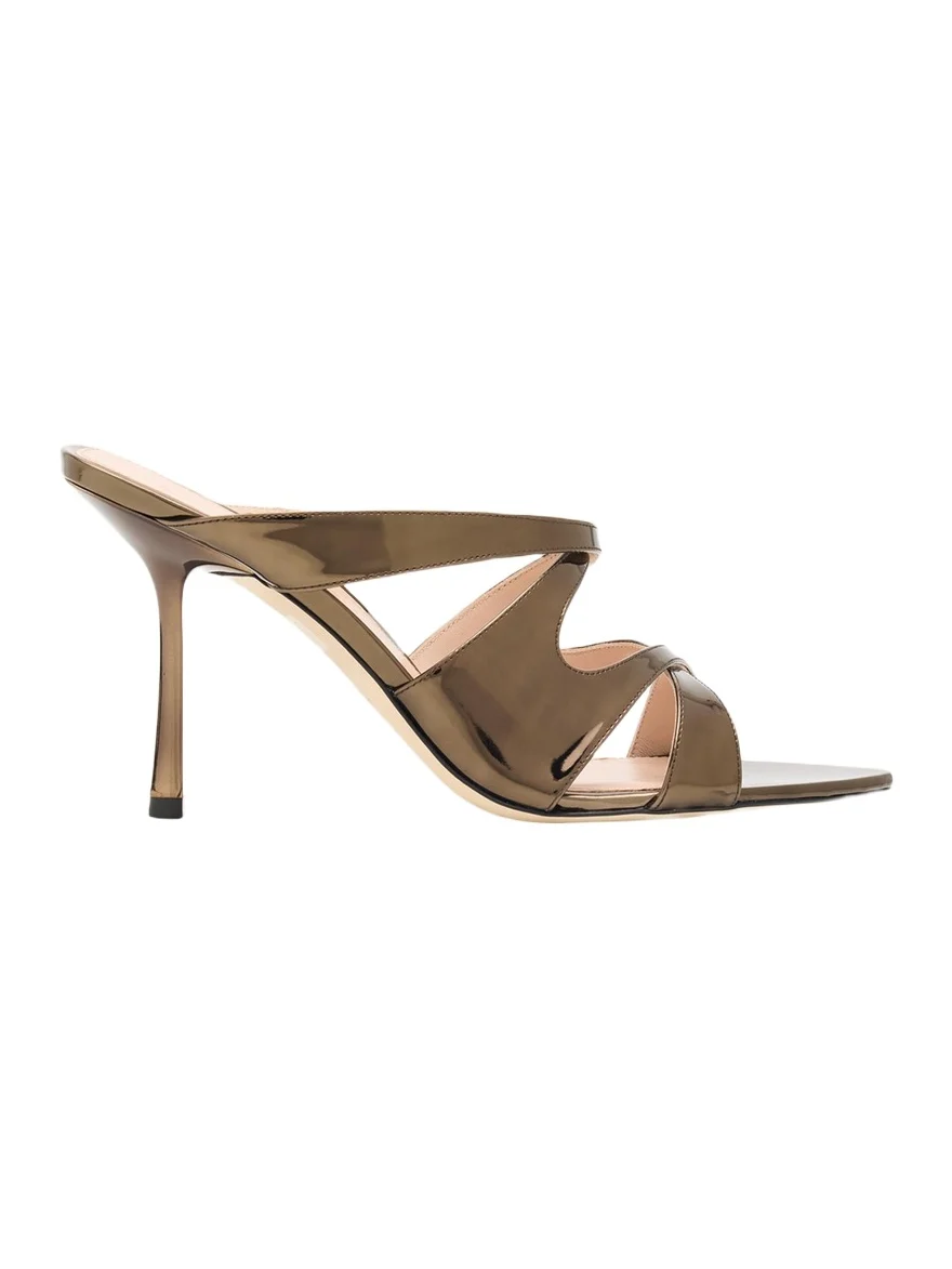 Stuart Weitzman 85mm Rubie Metallic Leather Mule Sandals