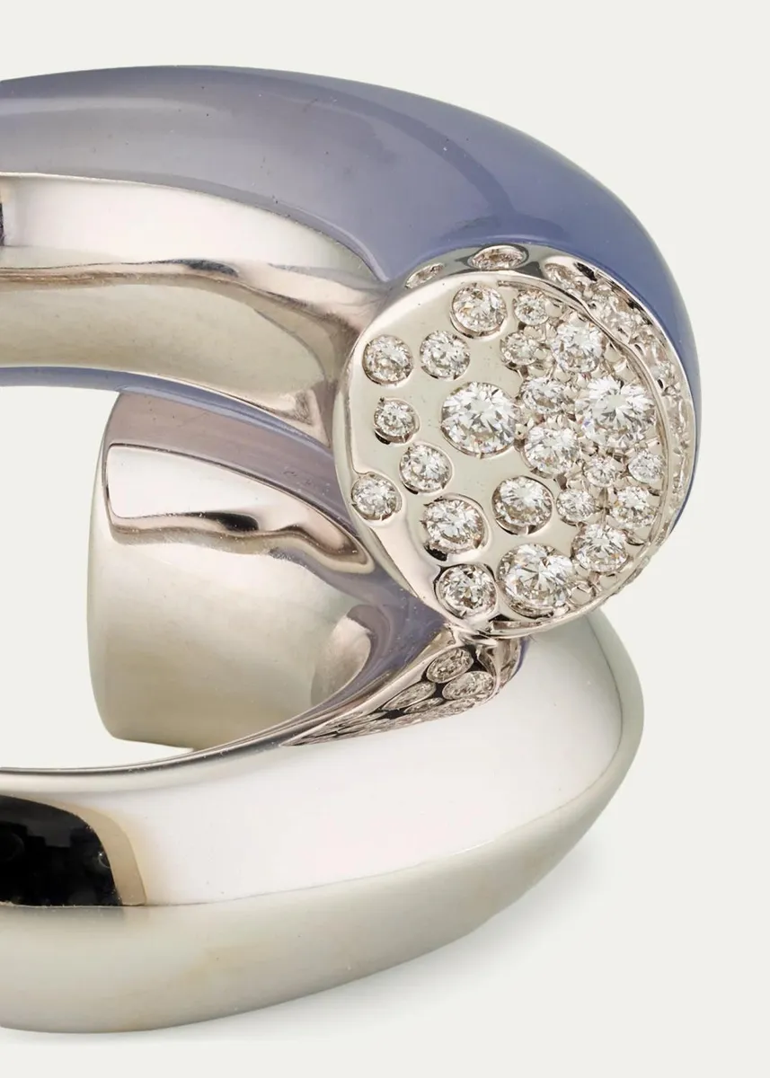 TABAYER 18K White Gold Diamond and Chalcedony Bypass Ring | Thumbnail 3