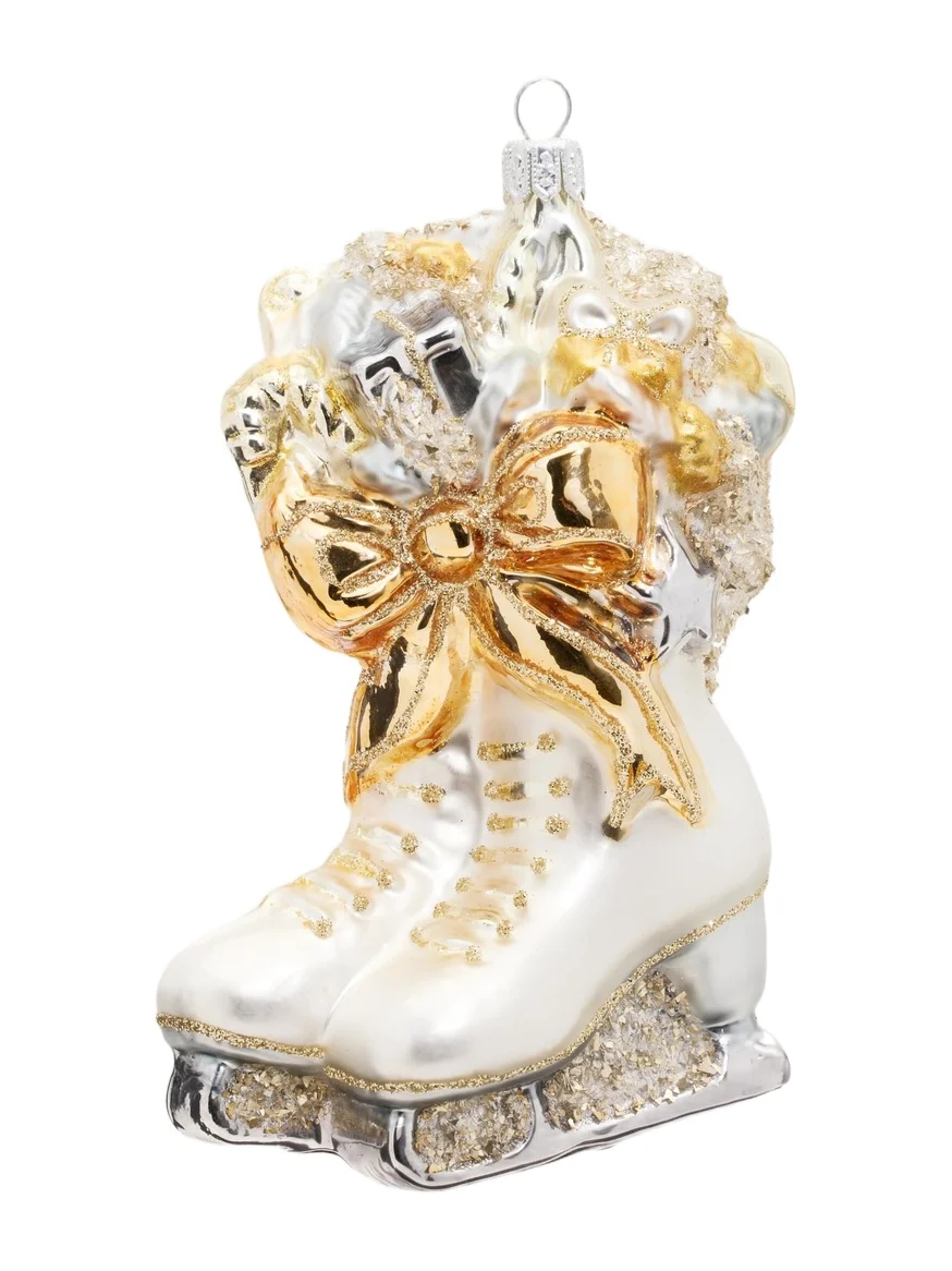 John Huras Glass Ice Skates Ornament