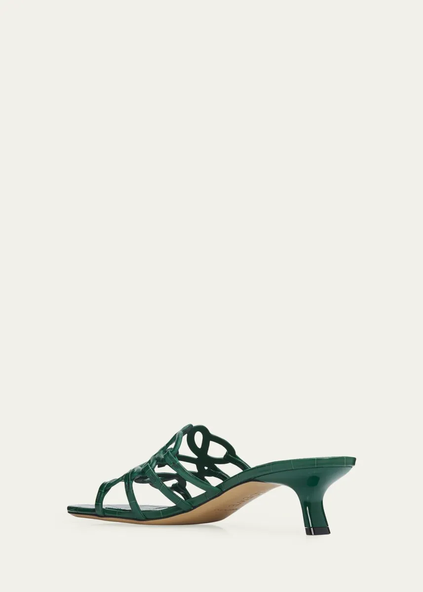 Loewe Petal Anagram 45mm Croc-Embossed Leather Sandals | Thumbnail 4 Loewe Petal Anagram 45mm Croc-Embossed Leather Sandals | Thumbnail 4