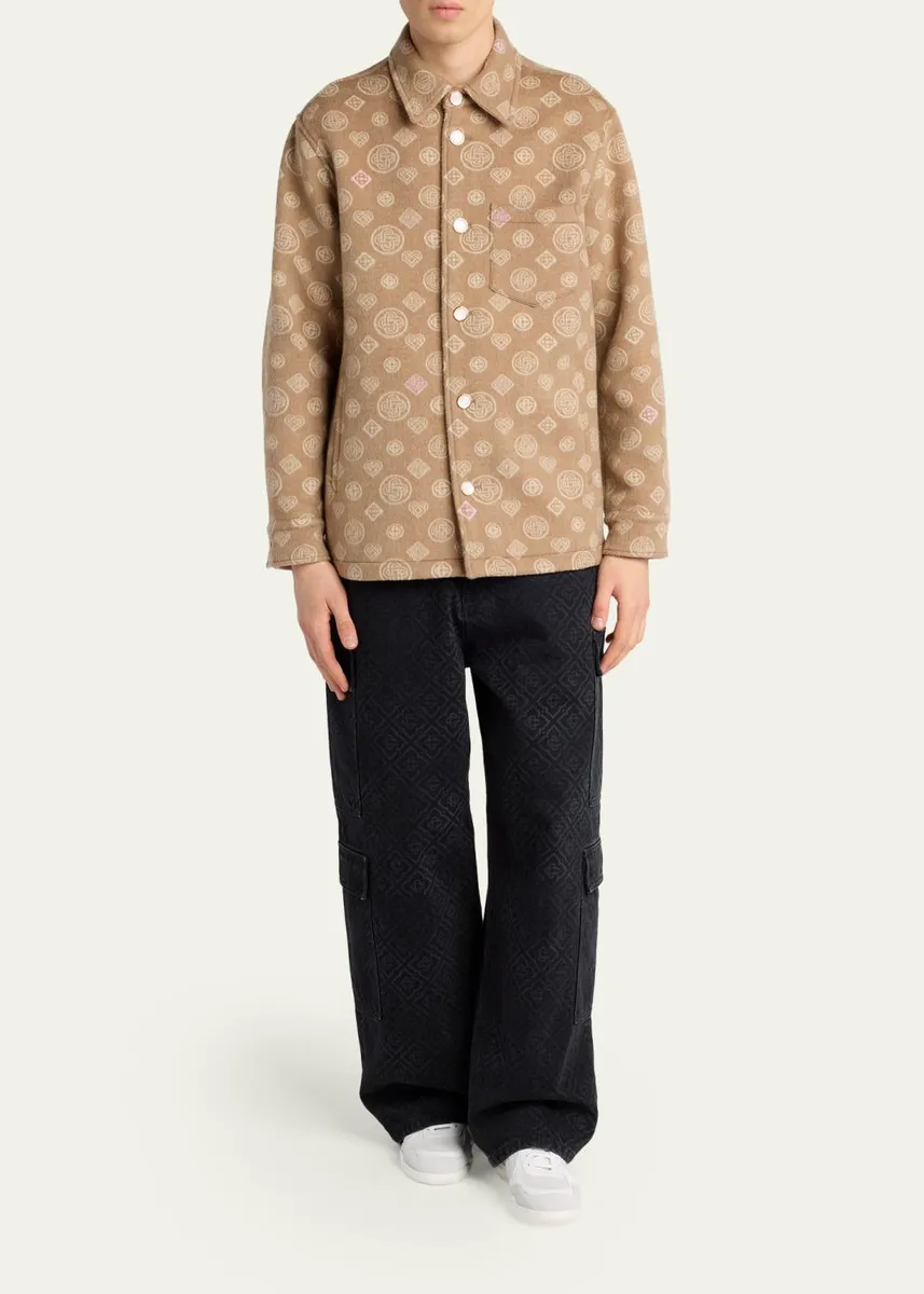 Casablanca Men's Wool Monogram Shirt Jacket | Thumbnail 2