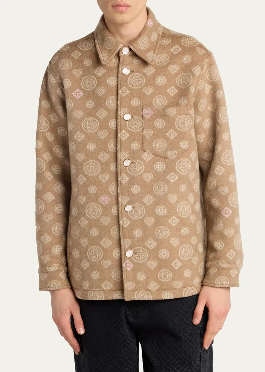 Casablanca Men's Wool Monogram Shirt Jacket | Thumbnail 4