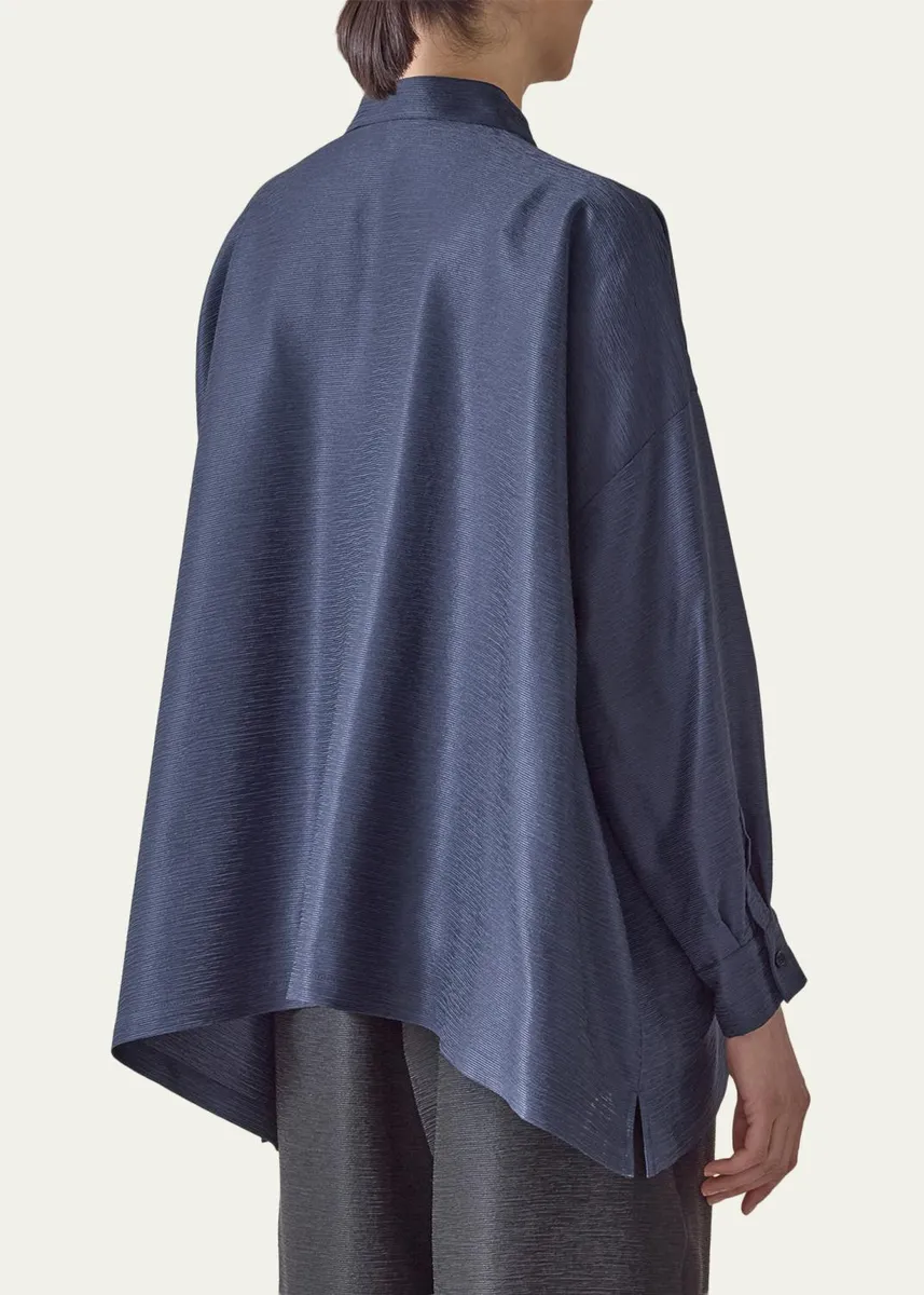 Eskandar Midweight Silk Plisse Wide A-Line Shirt | Thumbnail 3 Eskandar Midweight Silk Plisse Wide A-Line Shirt | Thumbnail 3