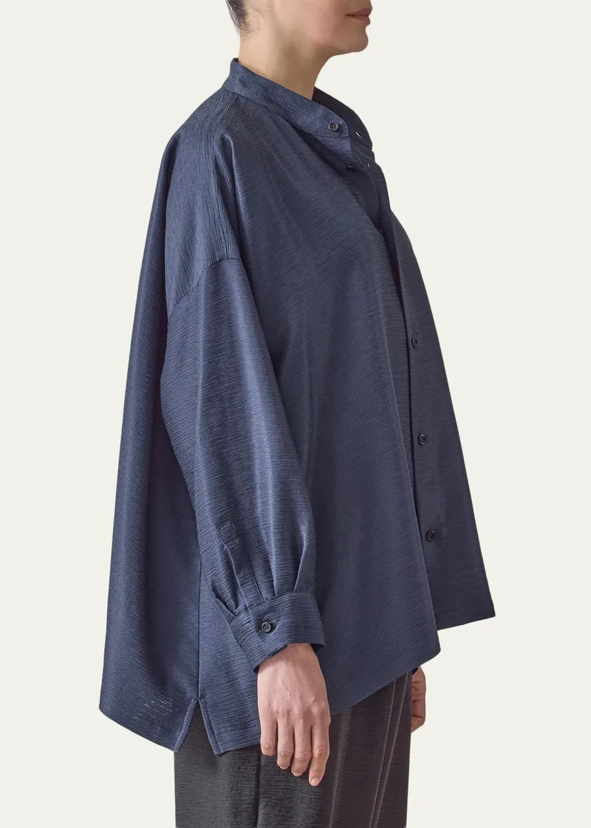 Eskandar Midweight Silk Plisse Wide A-Line Shirt | Thumbnail 4 Eskandar Midweight Silk Plisse Wide A-Line Shirt | Thumbnail 4