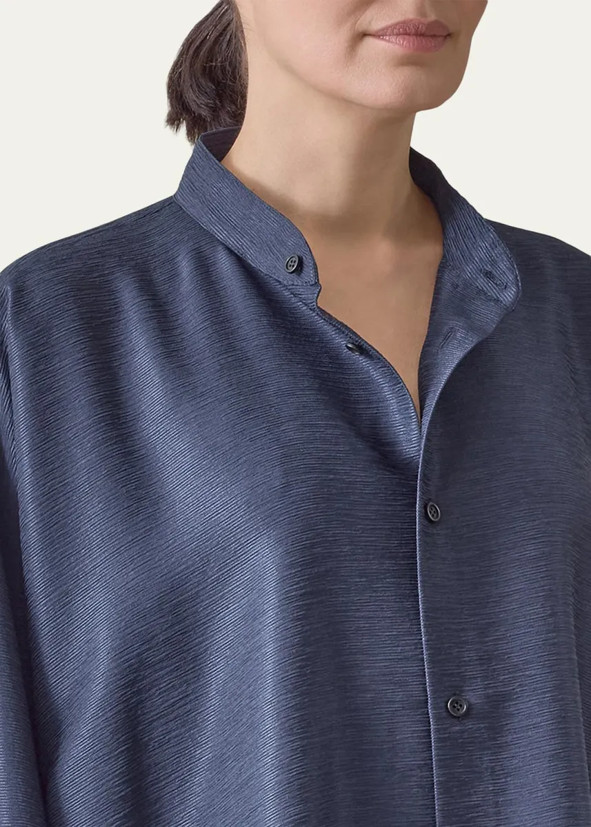 Eskandar Midweight Silk Plisse Wide A-Line Shirt | Thumbnail 5 Eskandar Midweight Silk Plisse Wide A-Line Shirt | Thumbnail 5