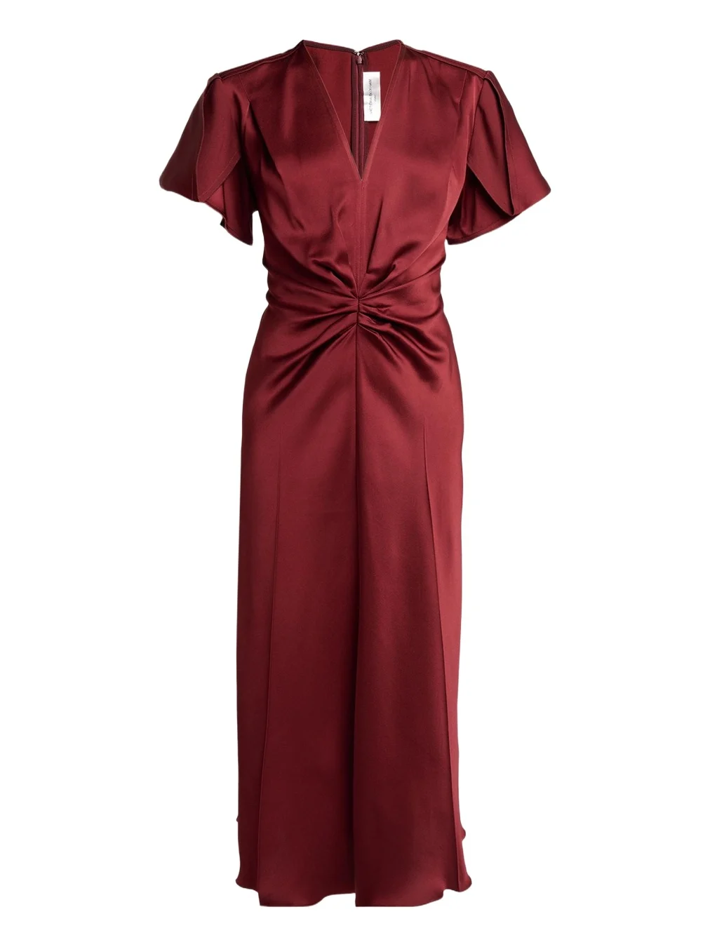 Eve Gathered-Waist Satin Midi Dress