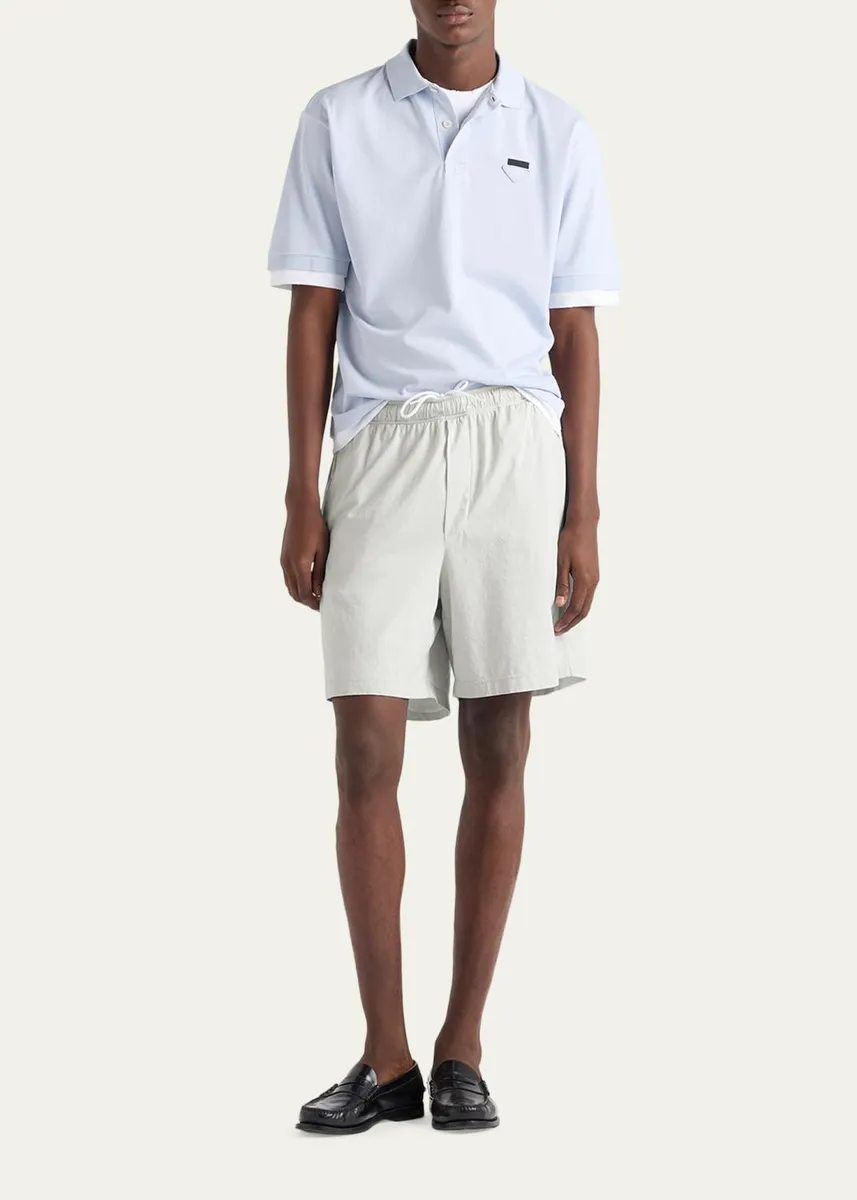 Prada Men's Double-Layer Polo Shirt | Thumbnail 2 Prada Men's Double-Layer Polo Shirt | Thumbnail 2