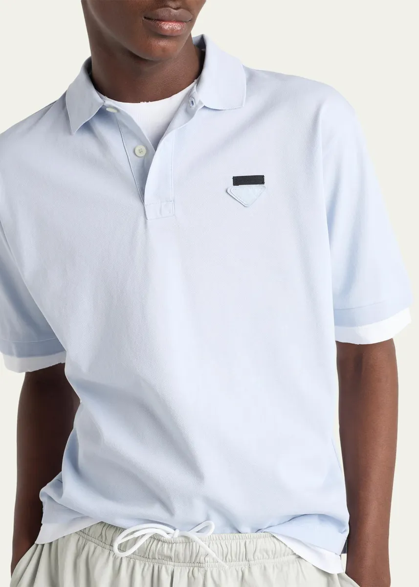 Prada Men's Double-Layer Polo Shirt | Thumbnail 5 Prada Men's Double-Layer Polo Shirt | Thumbnail 5