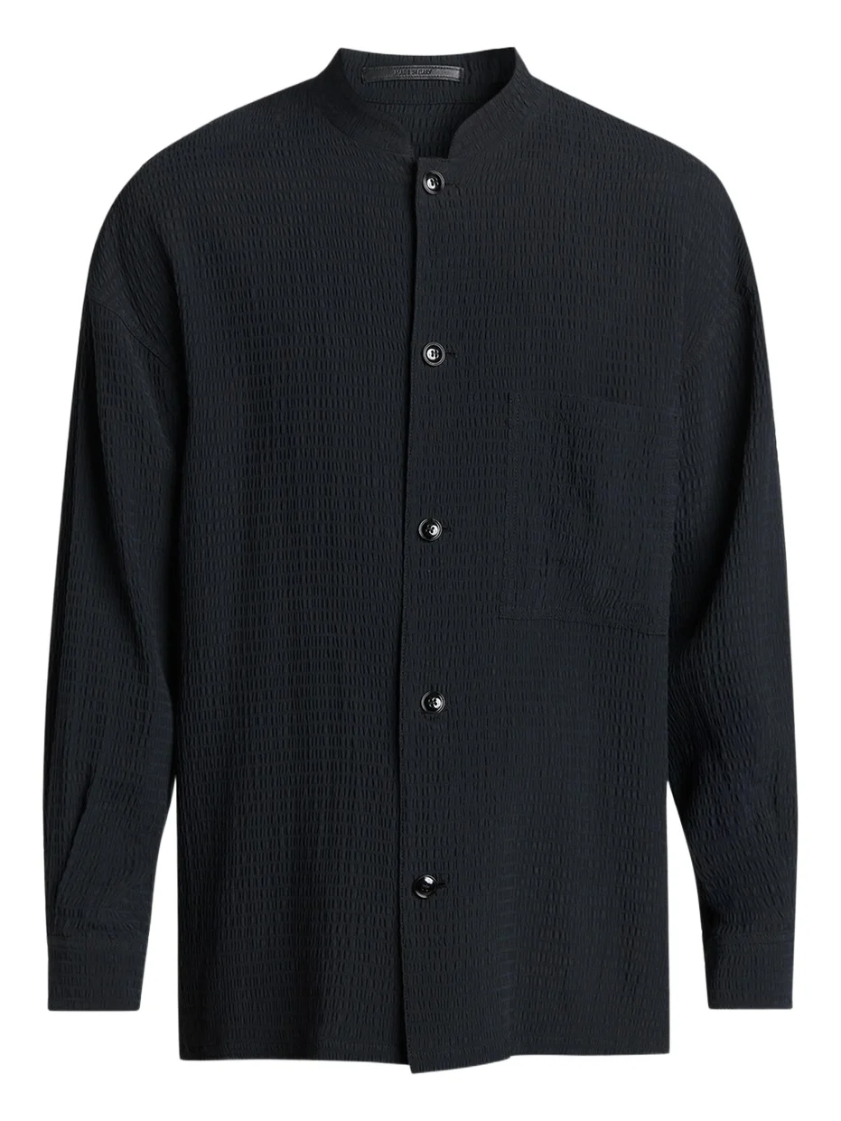 Giorgio Armani Men's Seersucker Band-Collar Guru Shirt