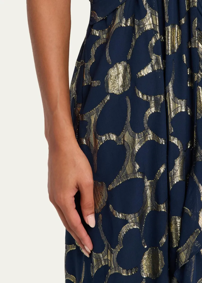 Ramy Brook Stephanie Metallic Floral Halter Maxi Dress | Thumbnail 5