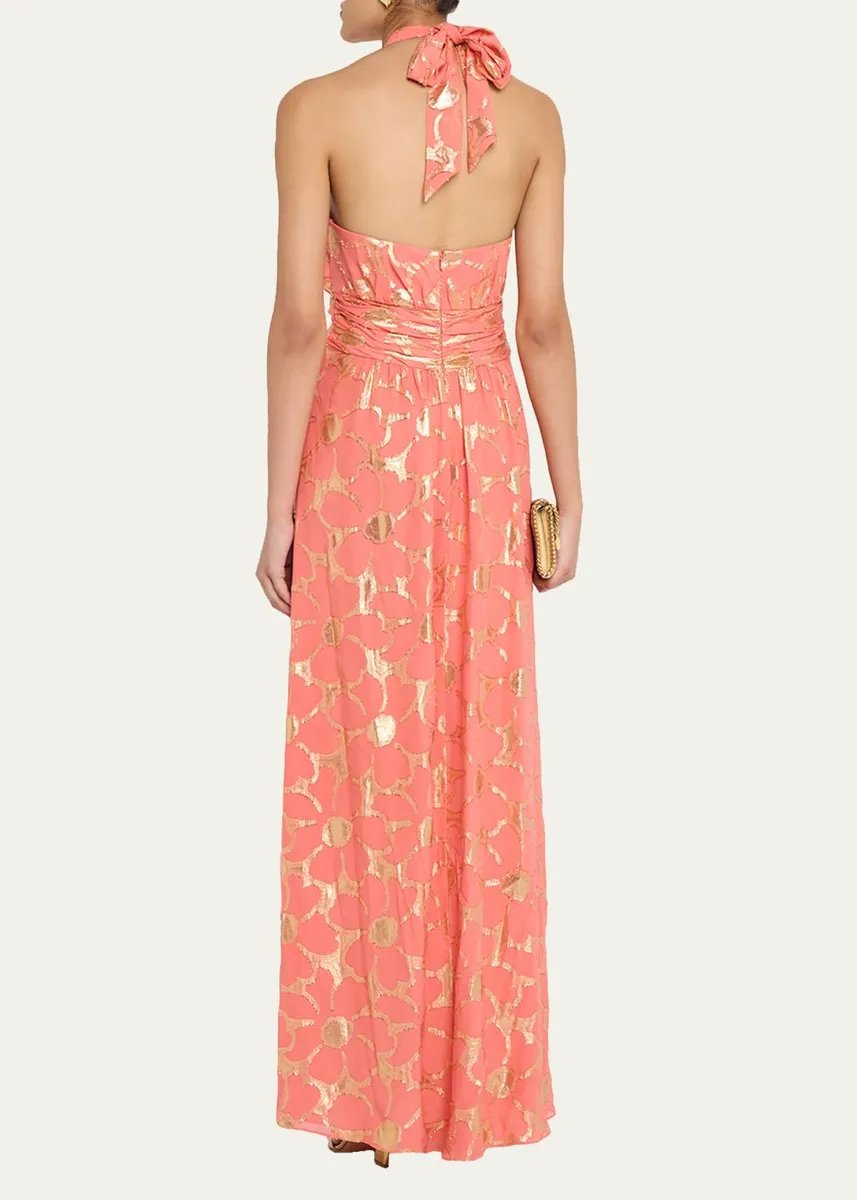 Ramy Brook Stephanie Metallic Floral Halter Maxi Dress | Thumbnail 7