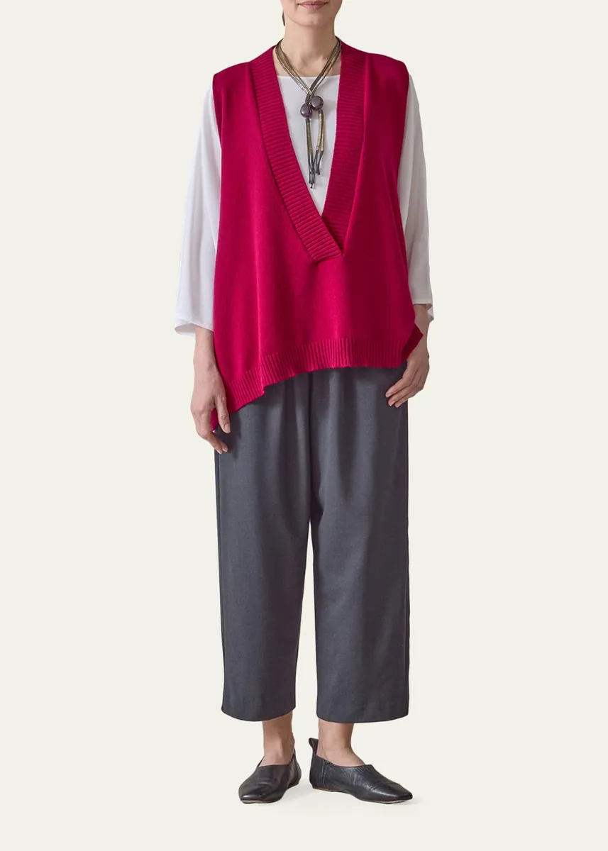 Eskandar Cashmere A-Line Sleeveless Deep V-Neck Sweater | Thumbnail 2 Eskandar Cashmere A-Line Sleeveless Deep V-Neck Sweater | Thumbnail 2