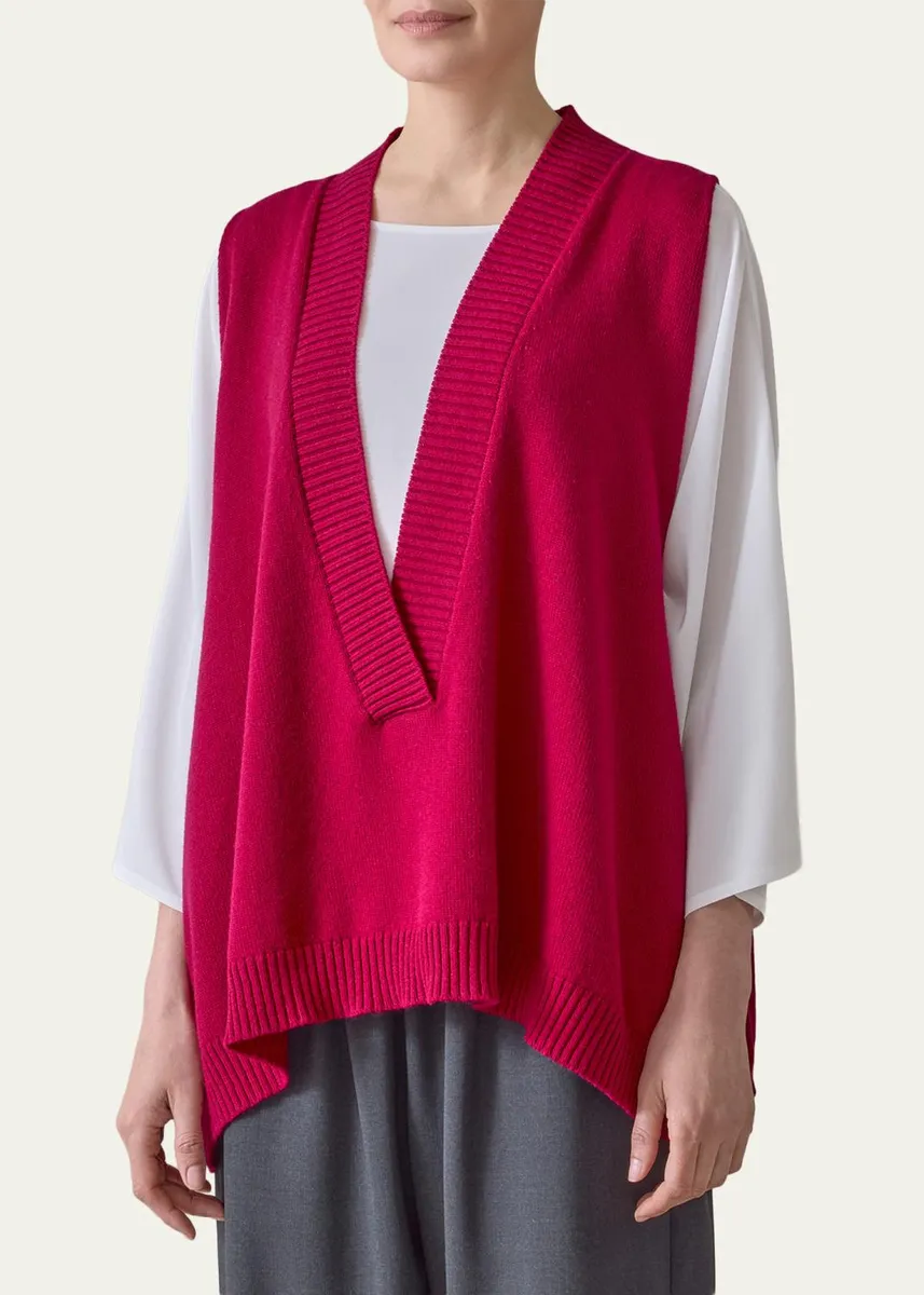 Eskandar Cashmere A-Line Sleeveless Deep V-Neck Sweater | Thumbnail 4 Eskandar Cashmere A-Line Sleeveless Deep V-Neck Sweater | Thumbnail 4