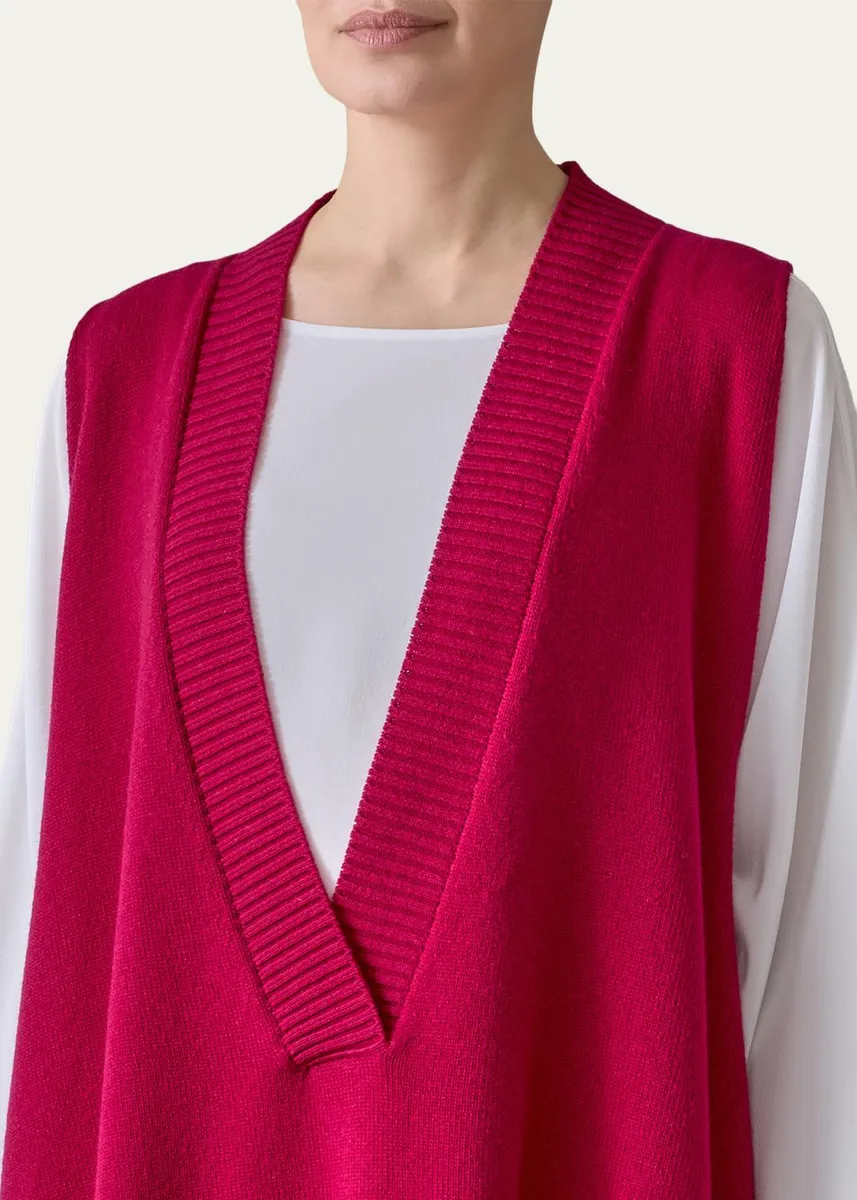 Eskandar Cashmere A-Line Sleeveless Deep V-Neck Sweater | Thumbnail 5 Eskandar Cashmere A-Line Sleeveless Deep V-Neck Sweater | Thumbnail 5