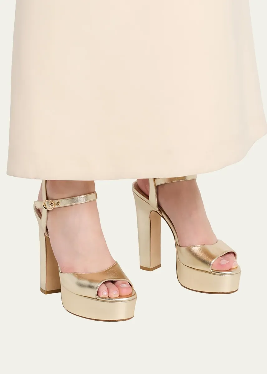 Stuart Weitzman 130mm Reade Metallic Leather Platform Sandals | Thumbnail 2 Stuart Weitzman 130mm Reade Metallic Leather Platform Sandals | Thumbnail 2