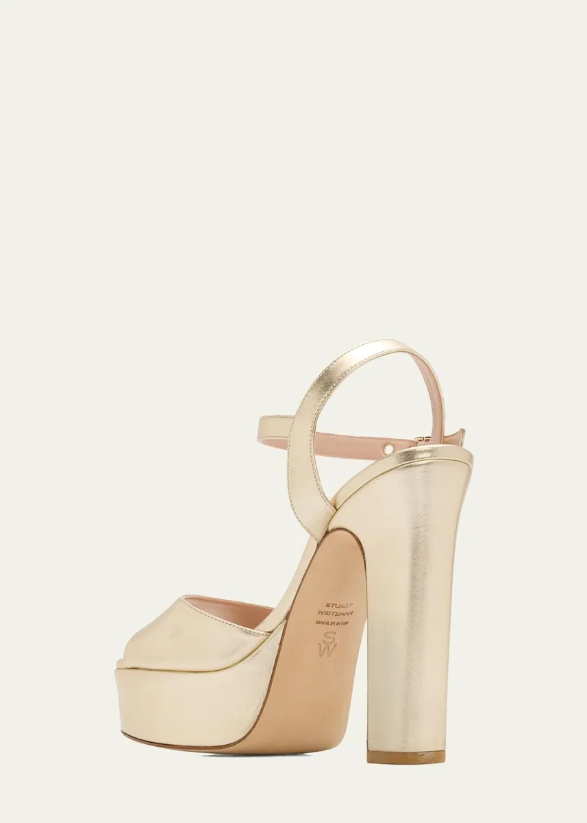 Stuart Weitzman 130mm Reade Metallic Leather Platform Sandals | Thumbnail 4 Stuart Weitzman 130mm Reade Metallic Leather Platform Sandals | Thumbnail 4