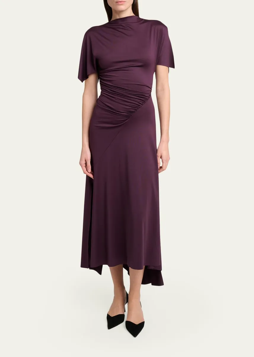 Victoria Beckham Gathered Twisted Flutter-Sleeve Midi Dress | Thumbnail 2
