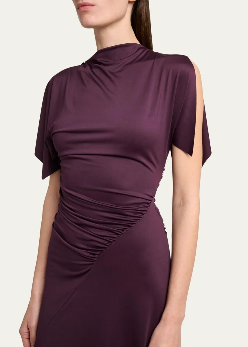 Victoria Beckham Gathered Twisted Flutter-Sleeve Midi Dress | Thumbnail 5
