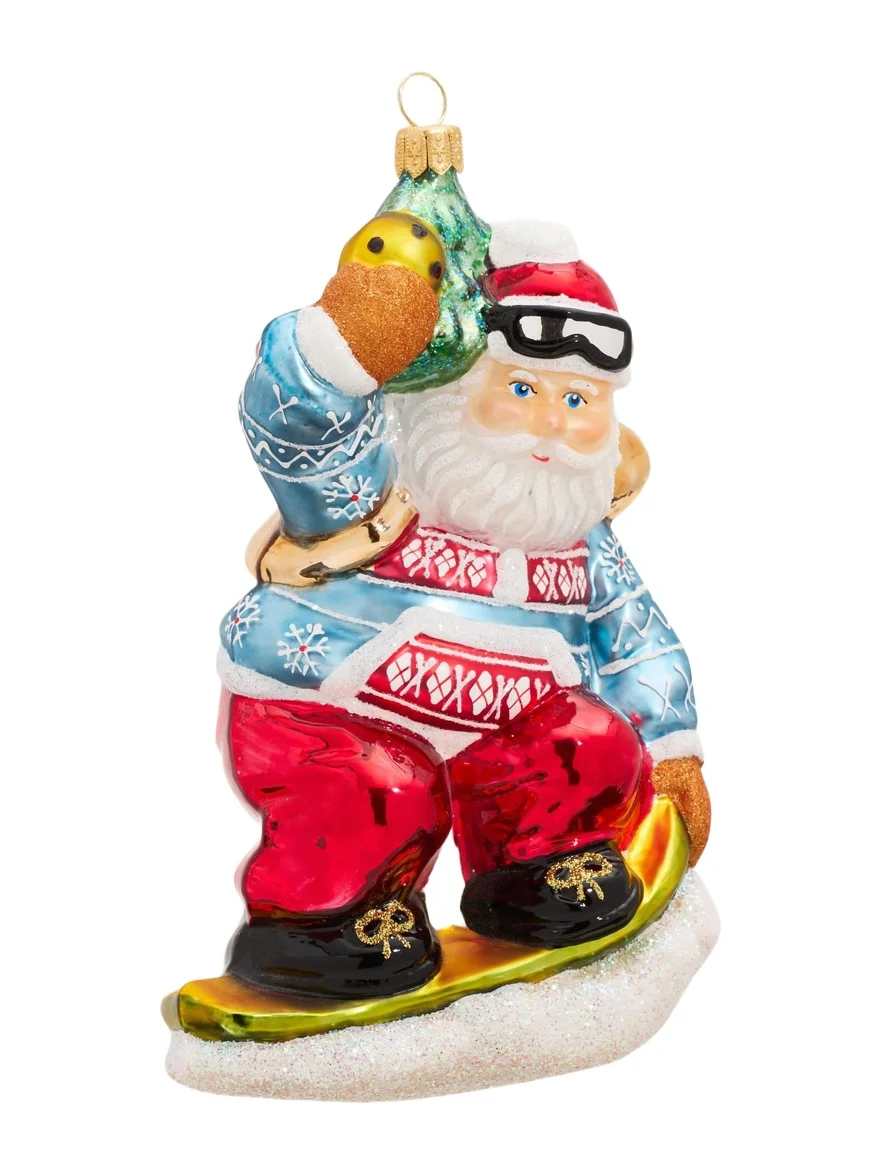 Snowboarding Santa Christmas Ornament Snowboarding Santa Christmas Ornament