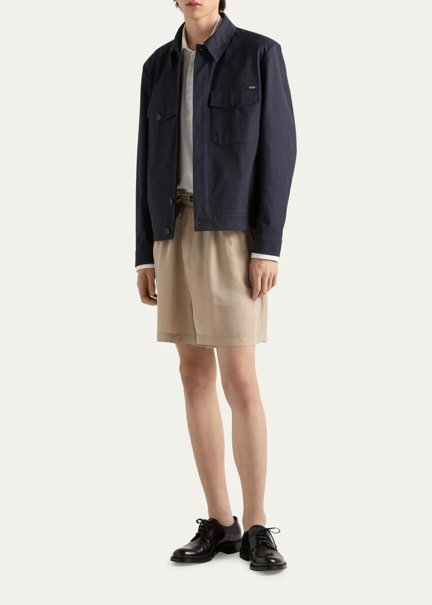 Prada Men's Technical Twill Shirt Jacket | Thumbnail 2 Prada Men's Technical Twill Shirt Jacket | Thumbnail 2