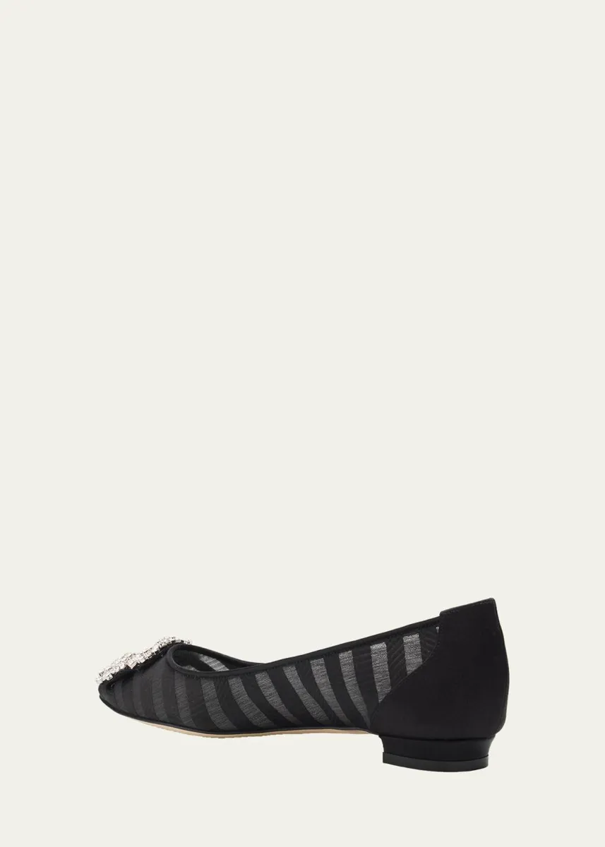 Manolo Blahnik Hangisla Striped Organza Jewel-Buckle Flats | Thumbnail 2 Manolo Blahnik Hangisla Striped Organza Jewel-Buckle Flats | Thumbnail 2