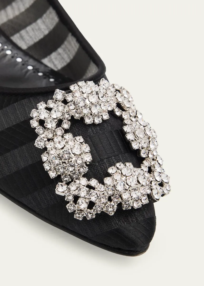 Manolo Blahnik Hangisla Striped Organza Jewel-Buckle Flats | Thumbnail 3 Manolo Blahnik Hangisla Striped Organza Jewel-Buckle Flats | Thumbnail 3