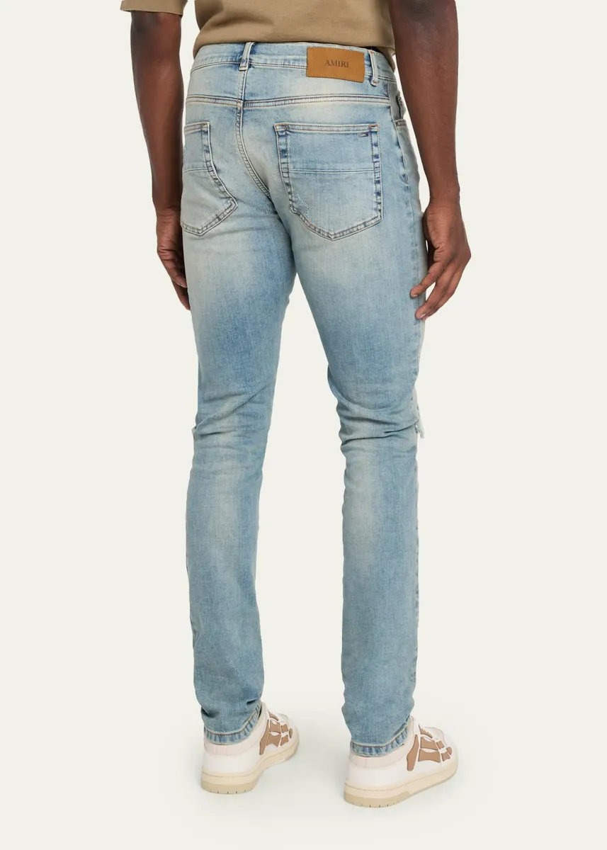 AMIRI Men's Plaid Repair Denim Skinny Jeans | Thumbnail 3 AMIRI Men's Plaid Repair Denim Skinny Jeans | Thumbnail 3