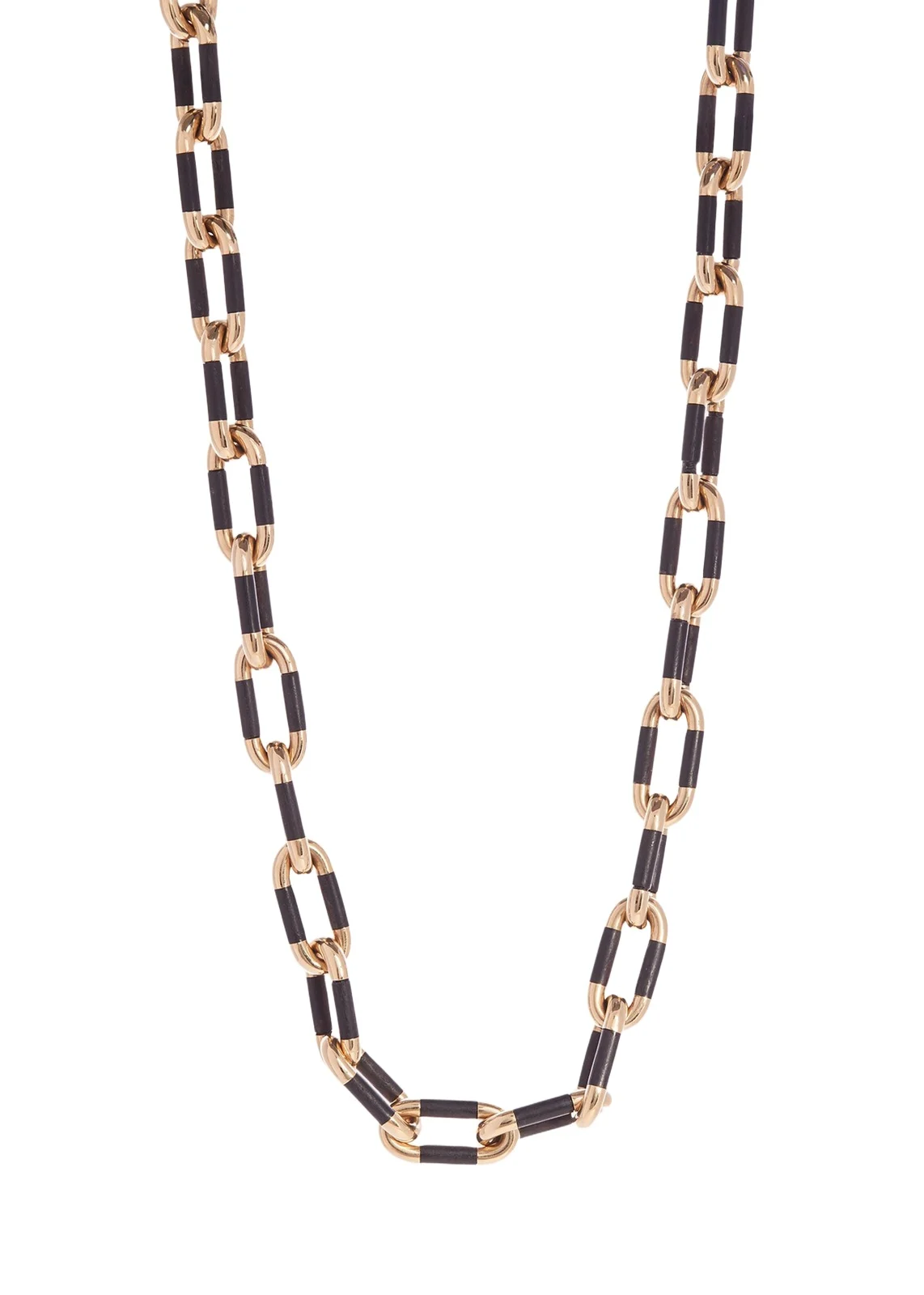 SIDNEY GARBER 18K Yellow Gold Ebony Oval Link Necklace